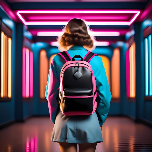 Teenage girl with school bag going home from school