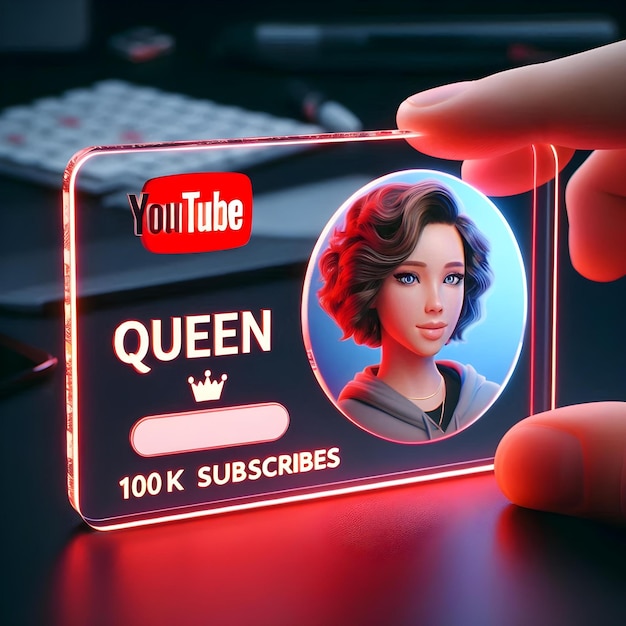 Photo teenage youtubers glowing profile card with 100k subs