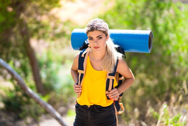 Teenager girl hiking at outdoors