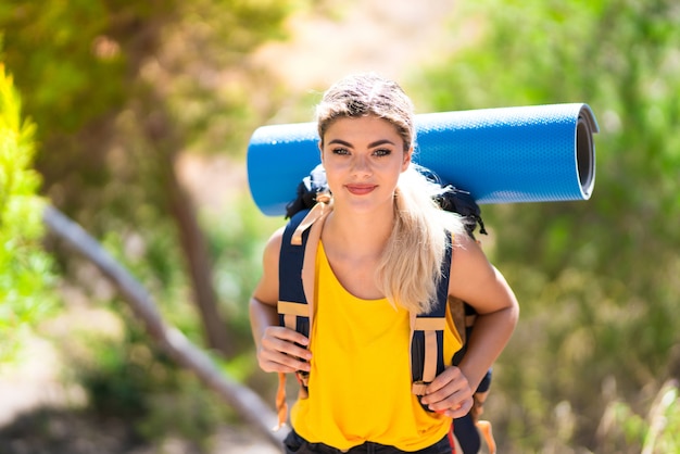 Teenager girl hiking at outdoors