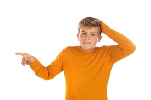 Teenager in orange tshirt