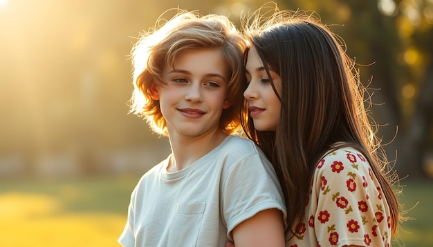 teenagers in love isolated with white highlights