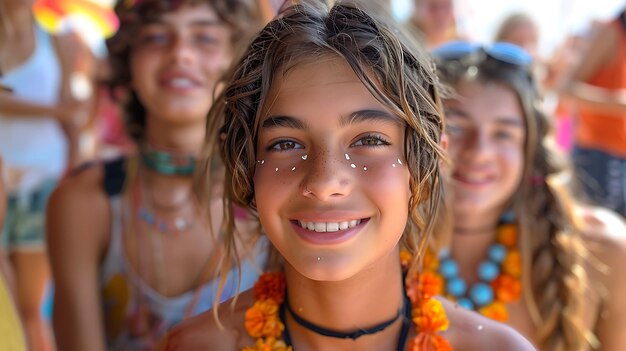 Teens enjoying dystopian themed summer festival