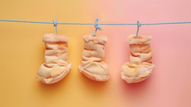 Photo teenytiny booties swinging on a line adorable baby accessories