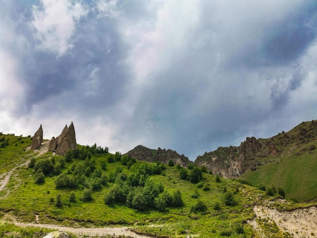 The teeth of the dragon JilaSu are lava stones in the KalaKulak gorge KabardinoBalkaria Russia