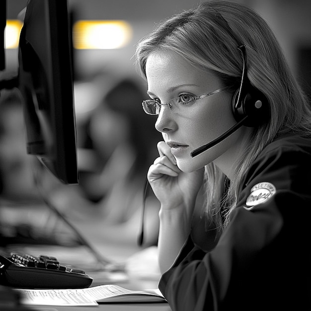 Photo a telecenter agent taking notes while managing a call with a customer