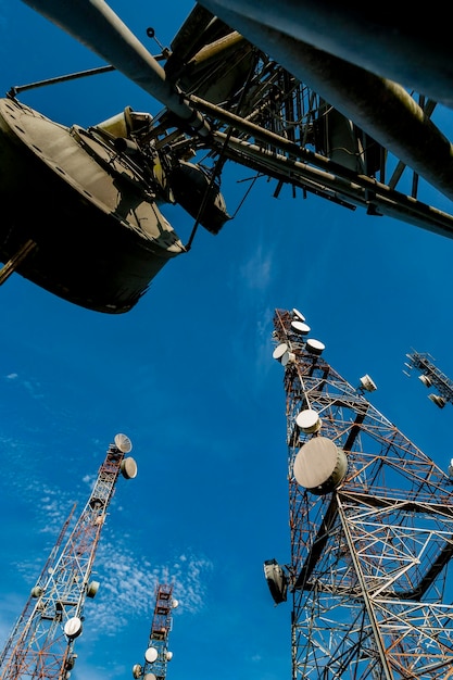 Telecommunications towers at the Jabre peak in Matureia Paraiba Brazil on February 08 2011