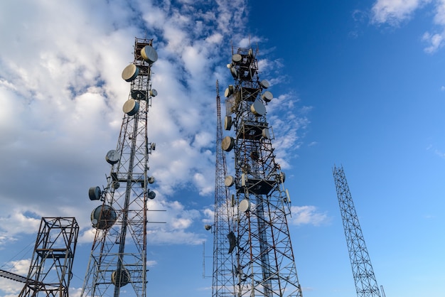 Telecommunications towers with  at the jabre peak in matureia paraiba brazil