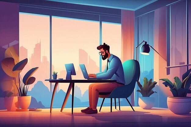 Telecommuting concept illustration