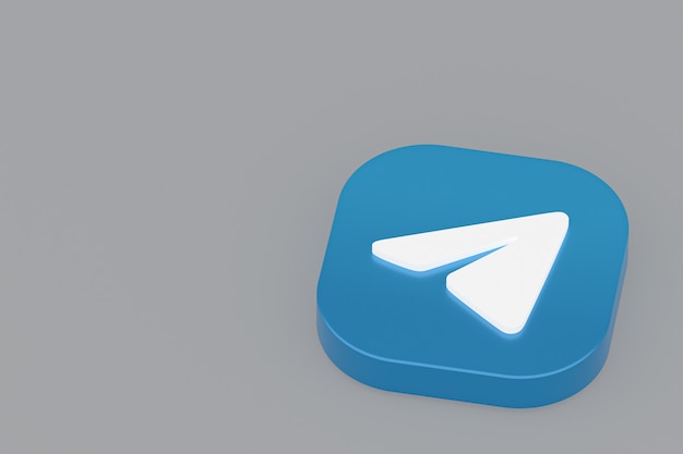 Telegram application logo 3d rendering on gray background