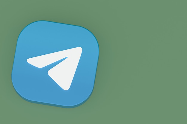 Telegram application logo 3d rendering on green background