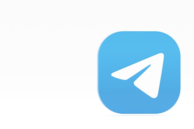 Telegram application logo 3d rendering on white background