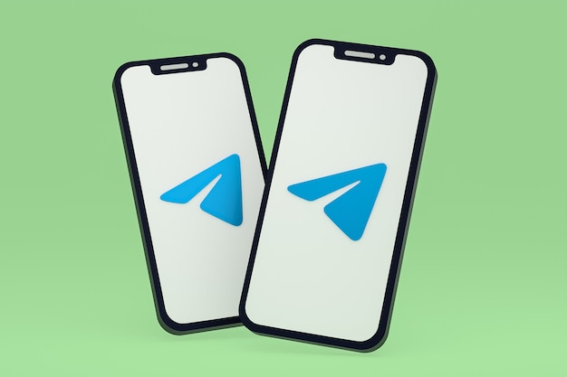 Telegram icon on screen smartphone or mobile phone 3d render