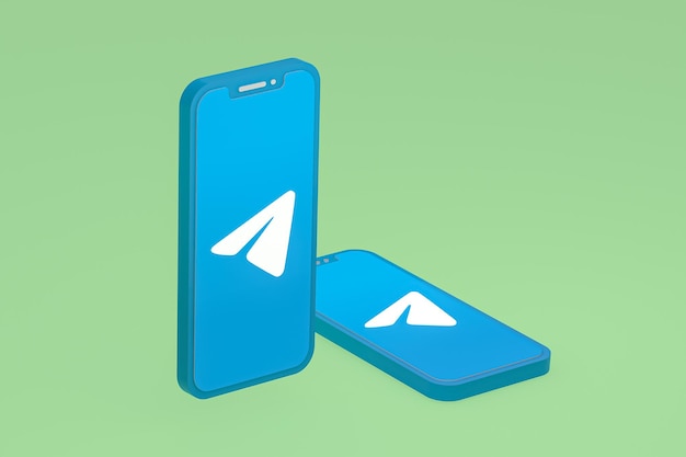 Telegram icon on screen smartphone or mobile phone 3d render