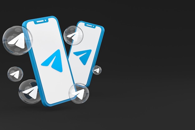 Telegram icon on screen smartphone or mobile phone 3d render