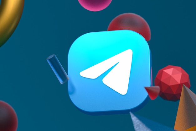 Telegram logo on abstract geometry background