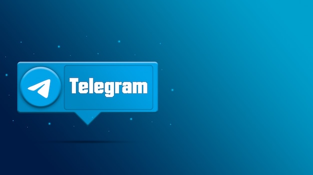 Telegram logo on speech bubble 3d render