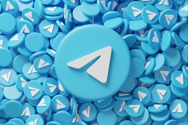 telegram logo with scattered pile of icons background