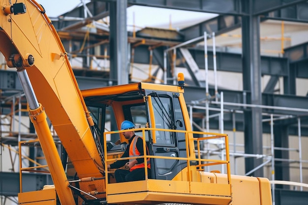 Photo telehandler assisting in the construction of a theme construction equipment photography