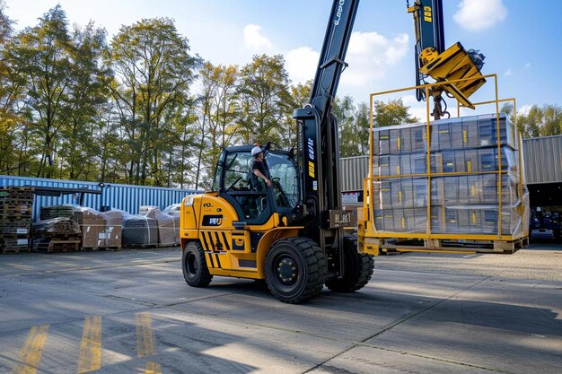 Photo telehandler lift truck handling cargo construction equipment photography