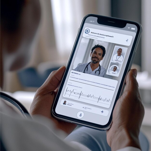 Telehealth app showing a patients medical history and current treatment plan