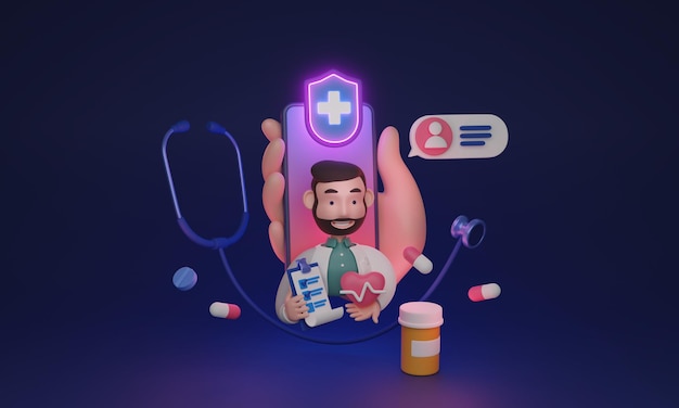 Photo telemedicine and remote healthcare appointment 3d illustration concept