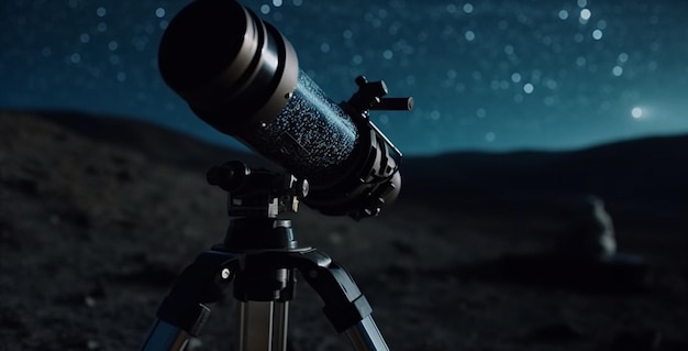 Telescope in the starry background Generative Ai