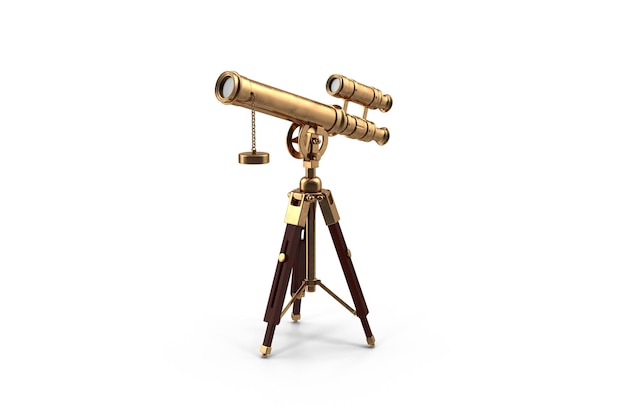 Telescope on a white background with clipping path