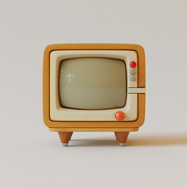 A Television set sitting on a table in the style of retro visuals vintage aesthetics