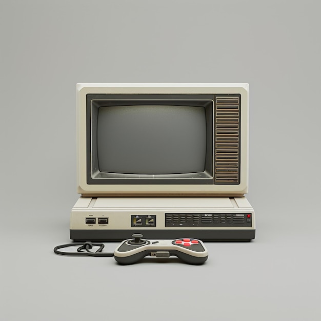 A Television set sitting on a table in the style of retro visuals vintage aesthetics