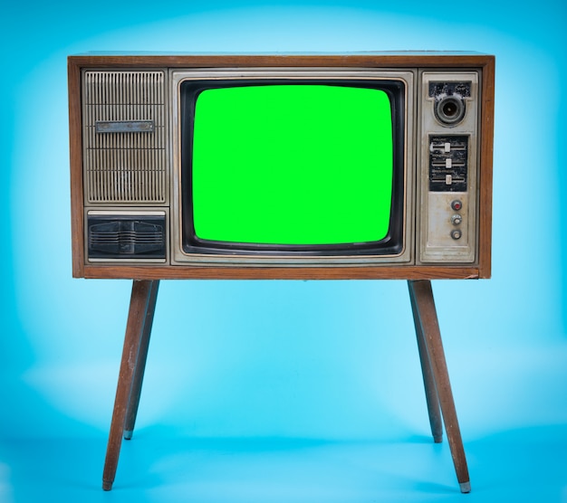 Television with green screen.