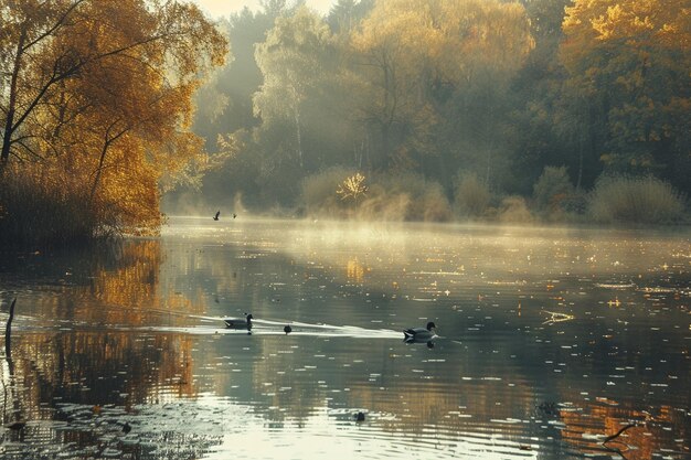 Tell the story of the wildlife around the lake wit generative ai