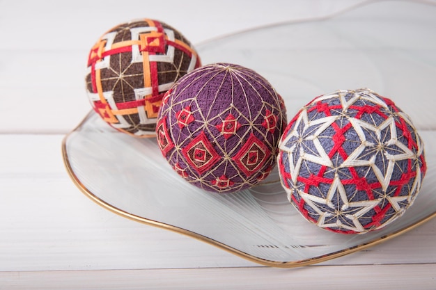 Temari balls a handicraft ball in traditional Japanese style