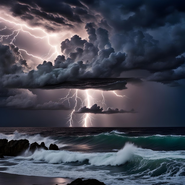 Photo tempestuous beauty a stormy seascape