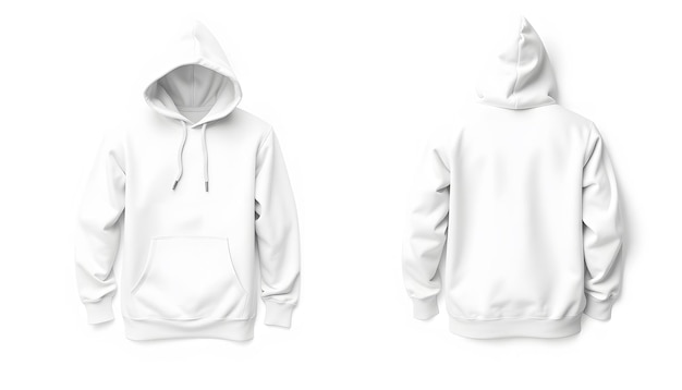 Template blank flat white hoodie Hoodie sweatshirt with long sleeve flatlay mockup for design and