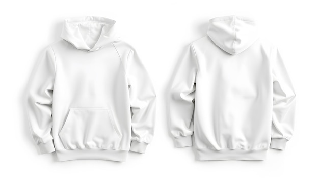 Template blank flat white hoodie Hoodie sweatshirt with long sleeve flatlay mockup for design and