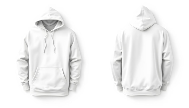 Template blank flat white hoodie Hoodie sweatshirt with long sleeve flatlay mockup for design and