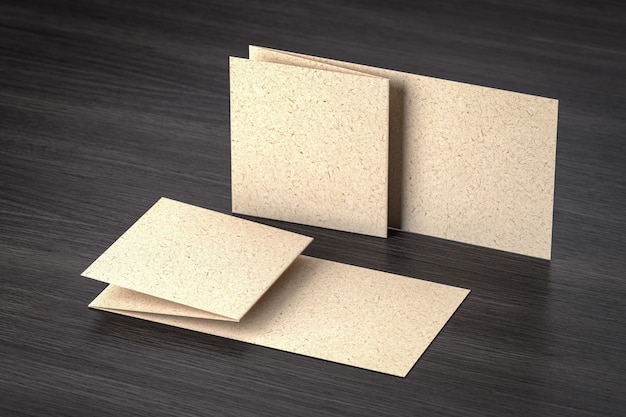 Template craft cardboard Gift card or business card for branding design - isolated on dark surface