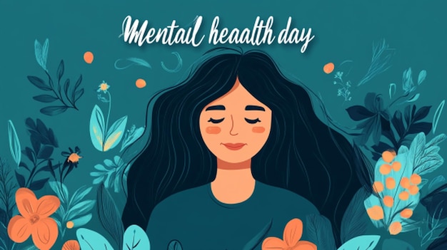 Photo template design in the word world mental health day