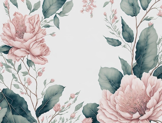 Template for invatation with soft pink flowers AI