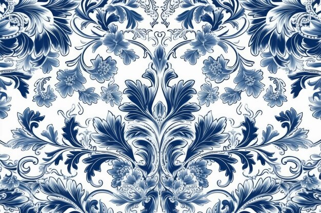 Template thai pattern blue and white color