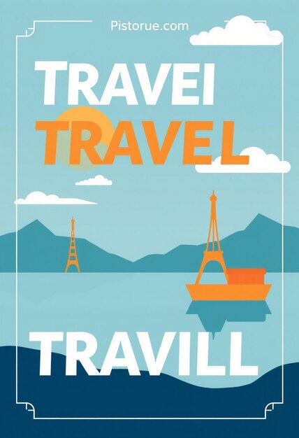 Photo template theme for traveling poster