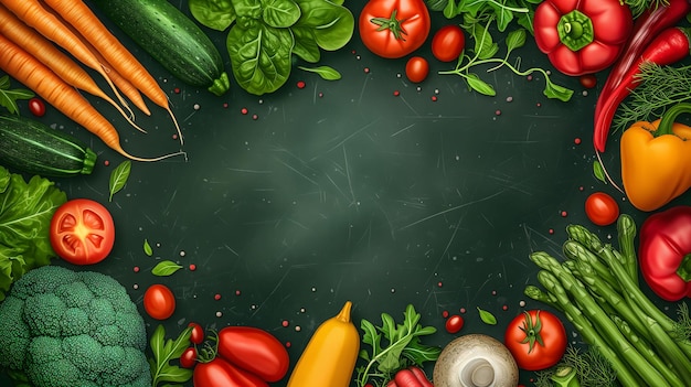 Template vegetable background with open copy space