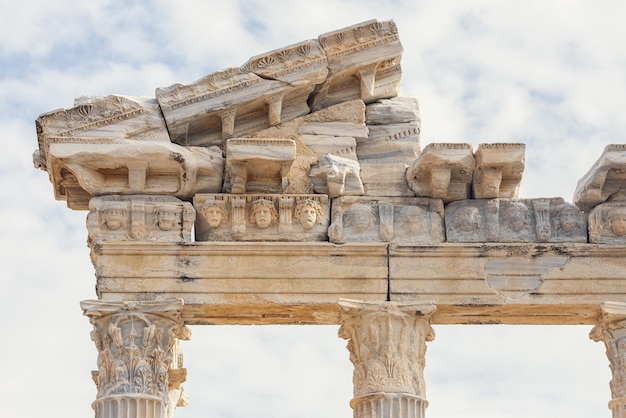 Temple of Apollo at the ancient city of Side in Antalya region on the Mediterranean coast of Turkey.