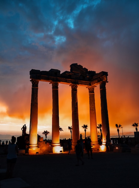 Temple of Apollo in Side against dramatic sky