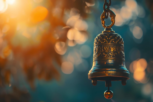 Temple bell ringing illustration background