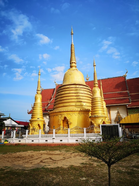 Temple and blue sky in chiang rai Thailand