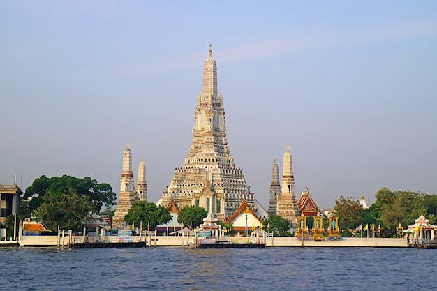 The Temple of Dawn or Wat Arun, the Iconic Landmark of Bangkok on Chao Phraya River Bank, Thailand