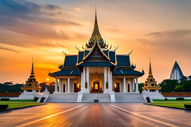 a temple in the evening sun