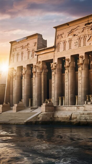 Temple Facade with Columns Edfu cultural heritage